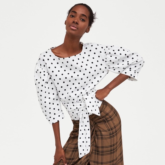 polka dot linen top